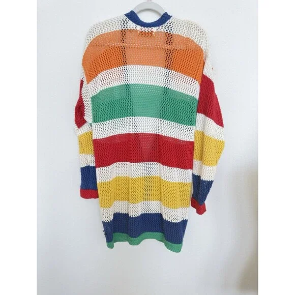 N.E.K. Northeast Knitters  Multi - Color Block Cardigan Sz M. Ramie/Cotton Blend - Picture 2 of 16